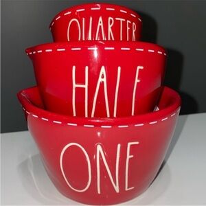 Rae Dunn 2019 measuring cups red stitched
